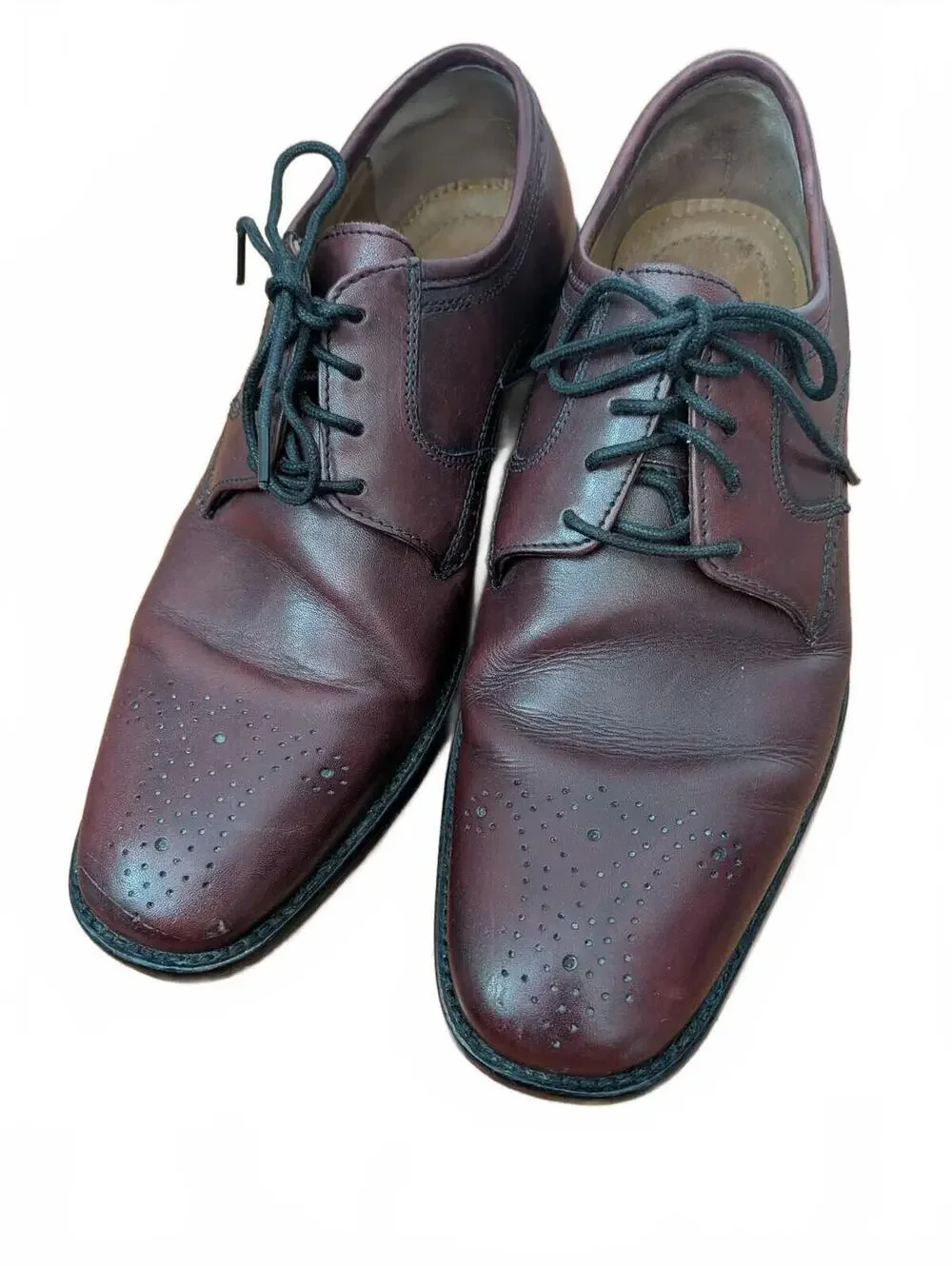 J. Murphy Men's 8M Burgundy Leather Perforated Oxford Dress Shoes 59-0832 School